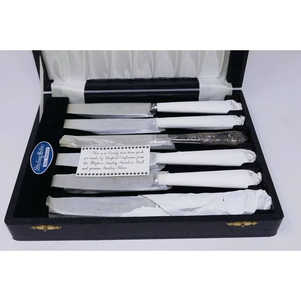 Harrison Brothers Sheffield Silver Handled Queens Pattern Butter Tea Knives